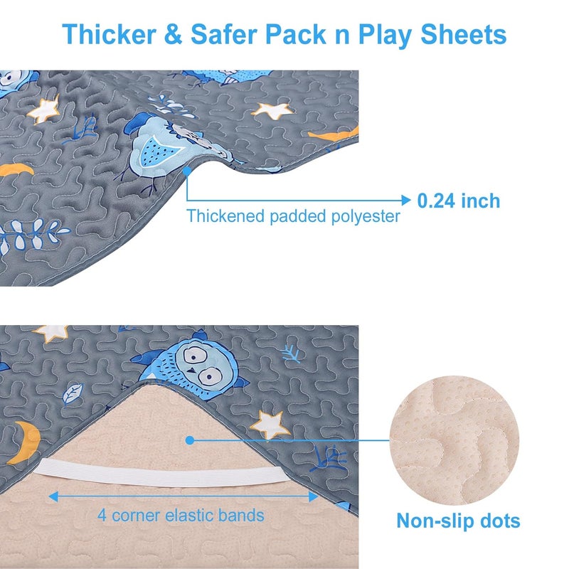 MatLeya Quilted Pack n Play Sheet Fitted, Breathable Thick Pad for Pack and Play Mattress, Pack and Play Mattress Sheet fits Graco, Portable Mini Cribs, Play Yards, Padded Playpen Protector Cover - Image 2
